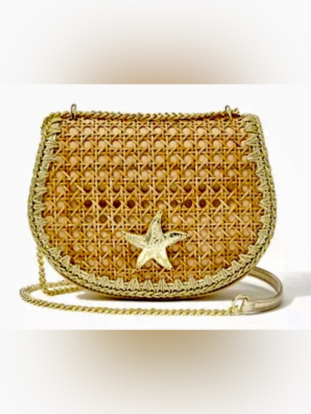 Lilly Pulitzer NWT La Concha Cane Crossbody Bag Natural - Picture 1 of 5